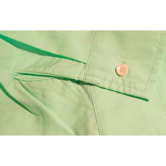 Jeovuanun Men's Button-up Dress Shirt Green Blue Barrel Cuff Pocket Size Large - Picture 6 of 10